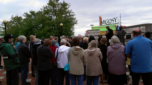 Pastor Danny Holliday leads supporters of traditional marriage in a prayer rally in Alton.