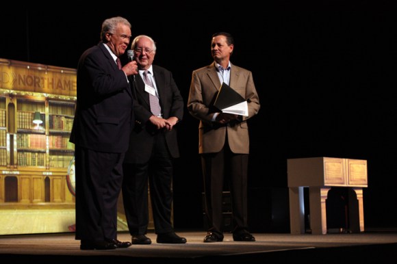 NAMB President Kevin Ezell (right) recognizes Judge Paul Pressler (center) and Paige Patterson at a luncheon for Send: North America.