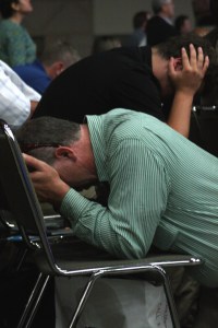 Pastors' Conference President Bruce Frank urged attenders not to leave before they got on their knees and prayed about what Chan said.