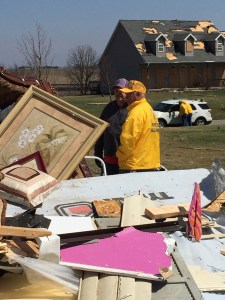 Illinois Baptist Disaster Relief workers survey damage after a tornado outbreak in northern Illinois April 9.