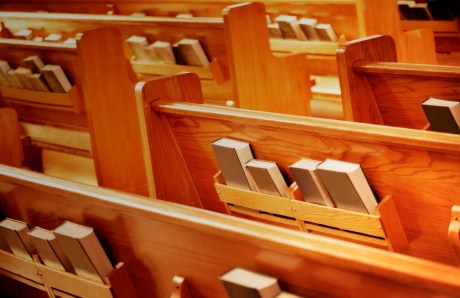 church pews hymnals